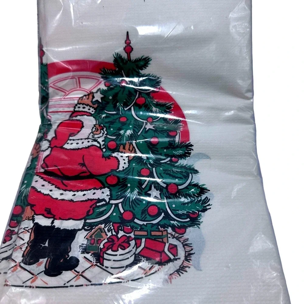 Lawrence Products‎ Vintage Christmas Santa Paper Tablecover 54x96 New Sealed USA